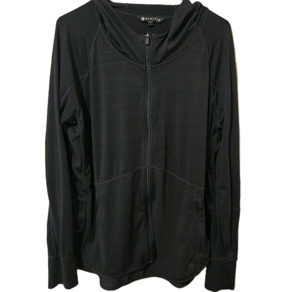 Athleta Tops - Athleta Women's Black Full Zip Hoodie Jacket Pockets Thumb Holes Size XL